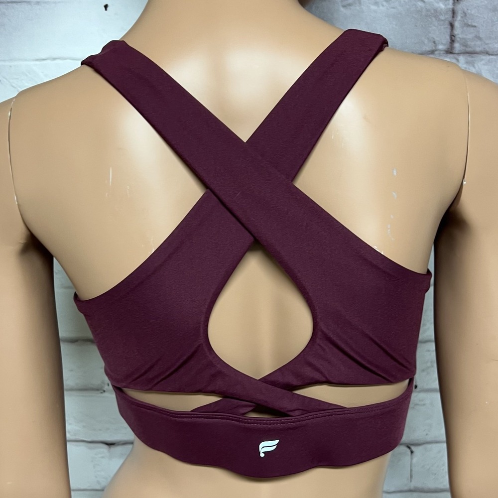 Fabletics No Bounce High Impact Sports Bra Womens Medium Burgundy Strappy